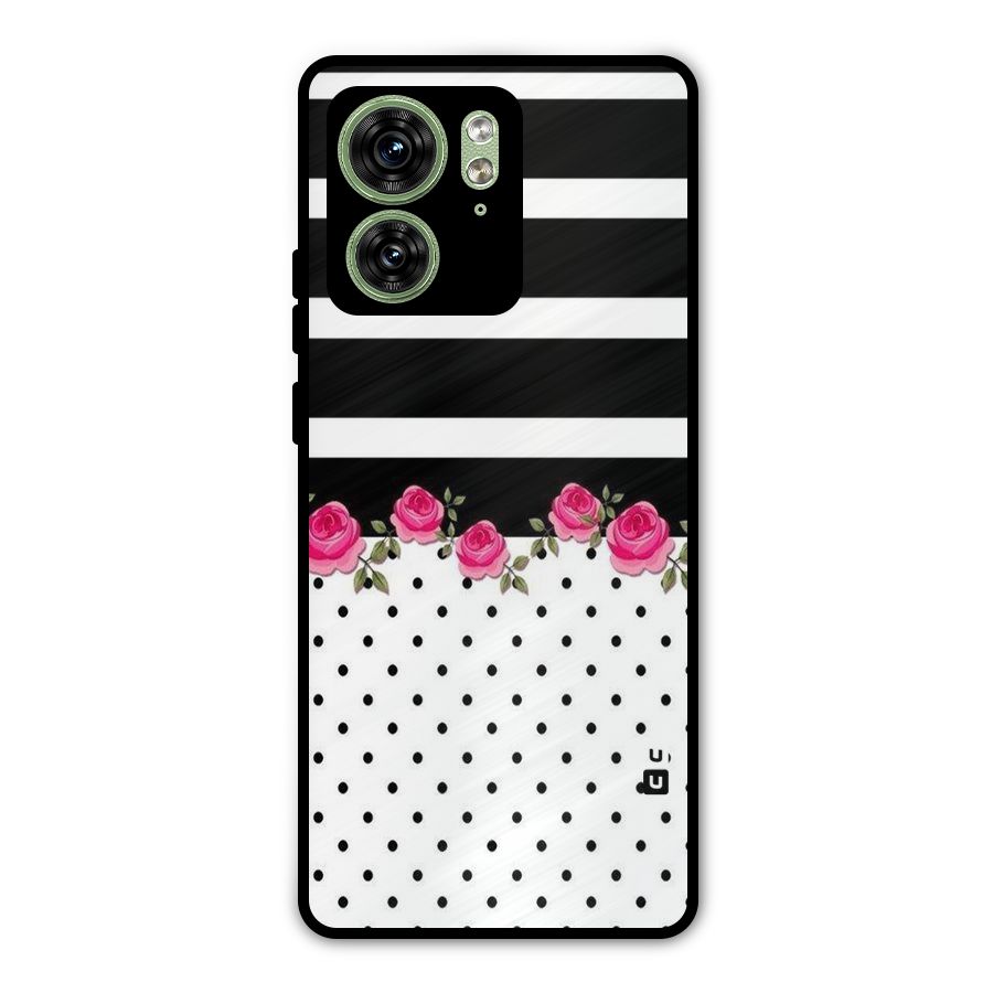 Dots Roses Stripes Metal Back Case for Motorola Edge 40 5G