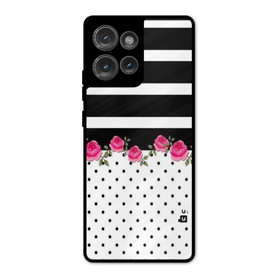 Dots Roses Stripes Metal Back Case for Motorola Edge 50