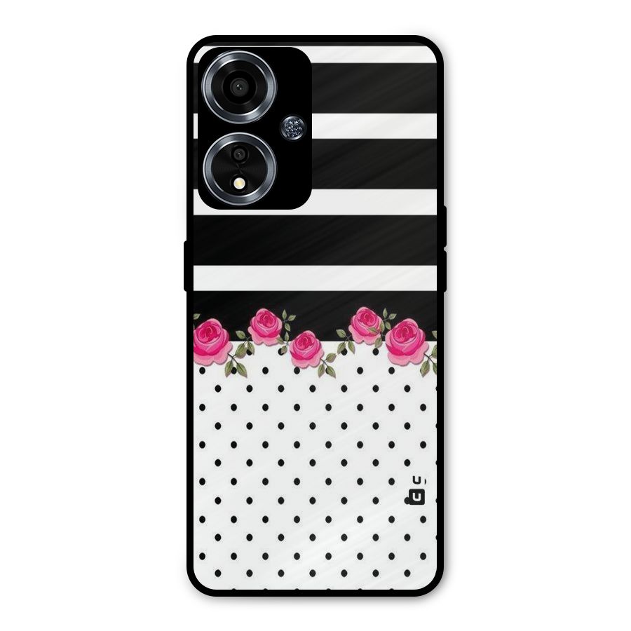 Dots Roses Stripes Metal Back Case for Oppo A59