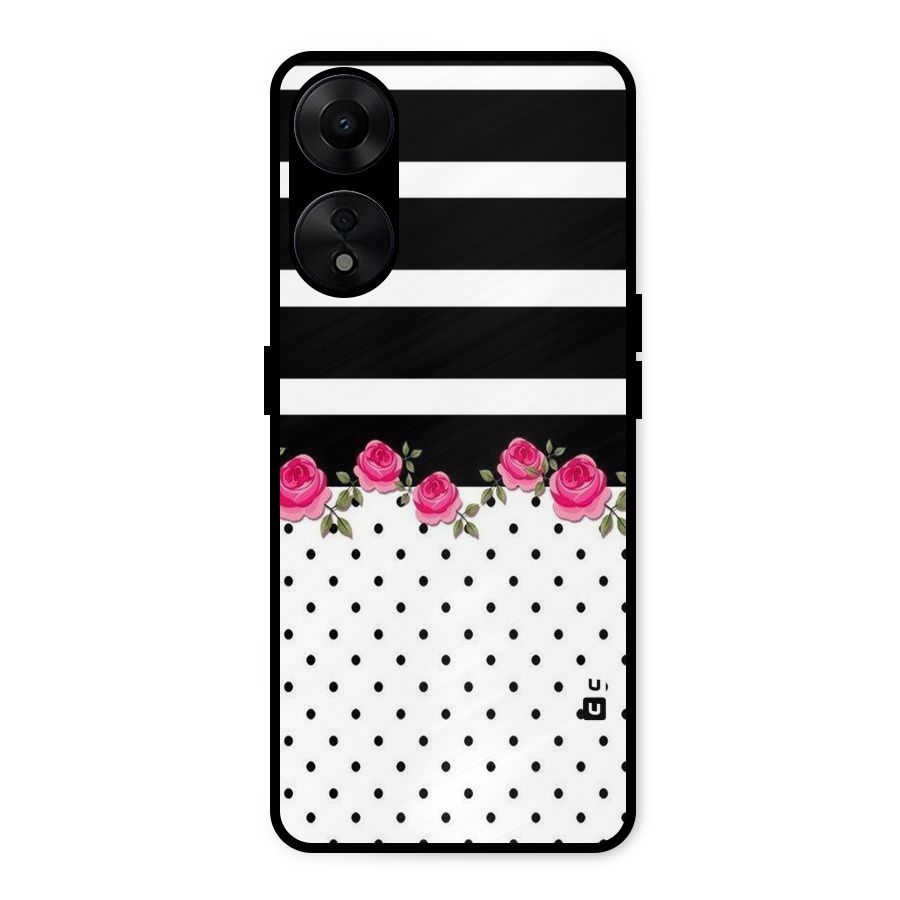 Dots Roses Stripes Metal Back Case for Oppo A78 5G