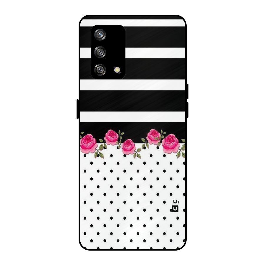Dots Roses Stripes Metal Back Case for Oppo F19s