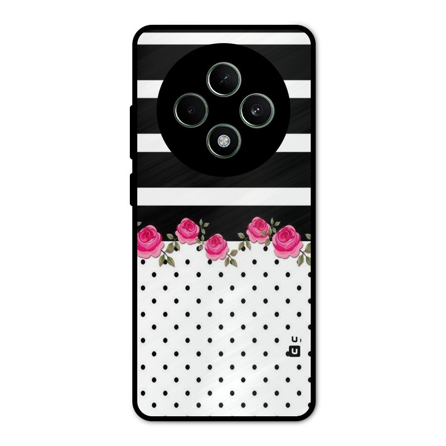 Dots Roses Stripes Metal Back Case for Oppo F27