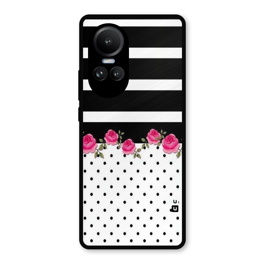 Dots Roses Stripes Metal Back Case for Oppo Reno10