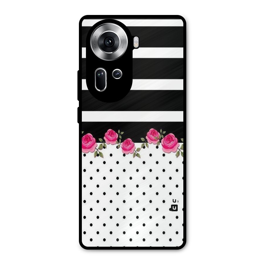 Dots Roses Stripes Metal Back Case for Oppo Reno11 5G