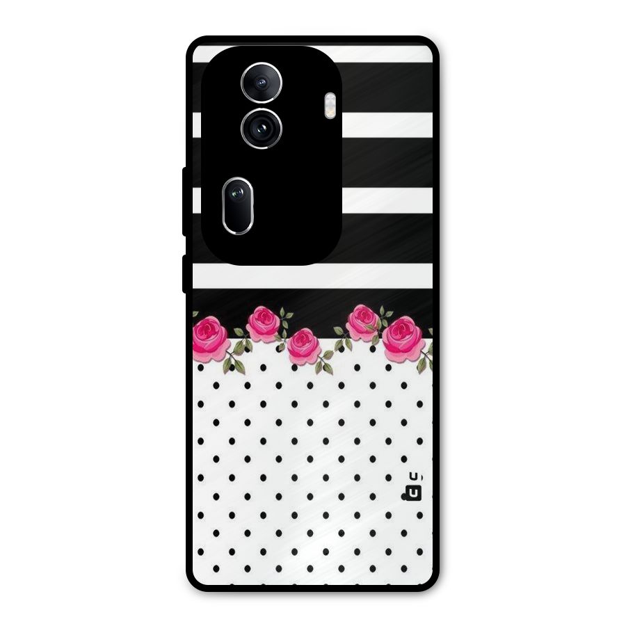 Dots Roses Stripes Metal Back Case for Oppo Reno11 Pro 5G