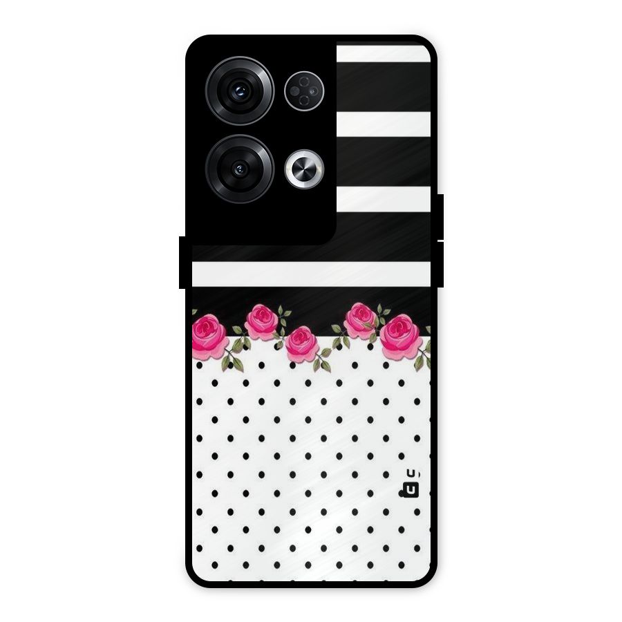 Dots Roses Stripes Metal Back Case for Oppo Reno8 Pro 5G