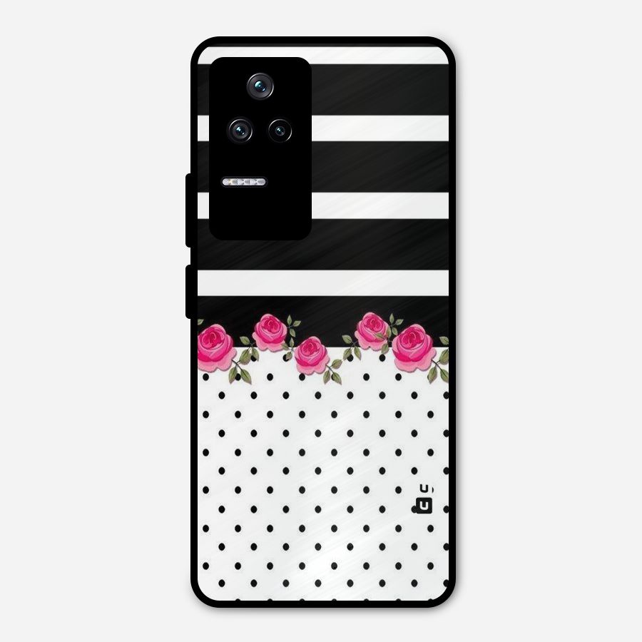 Dots Roses Stripes Metal Back Case for Poco F4 5G
