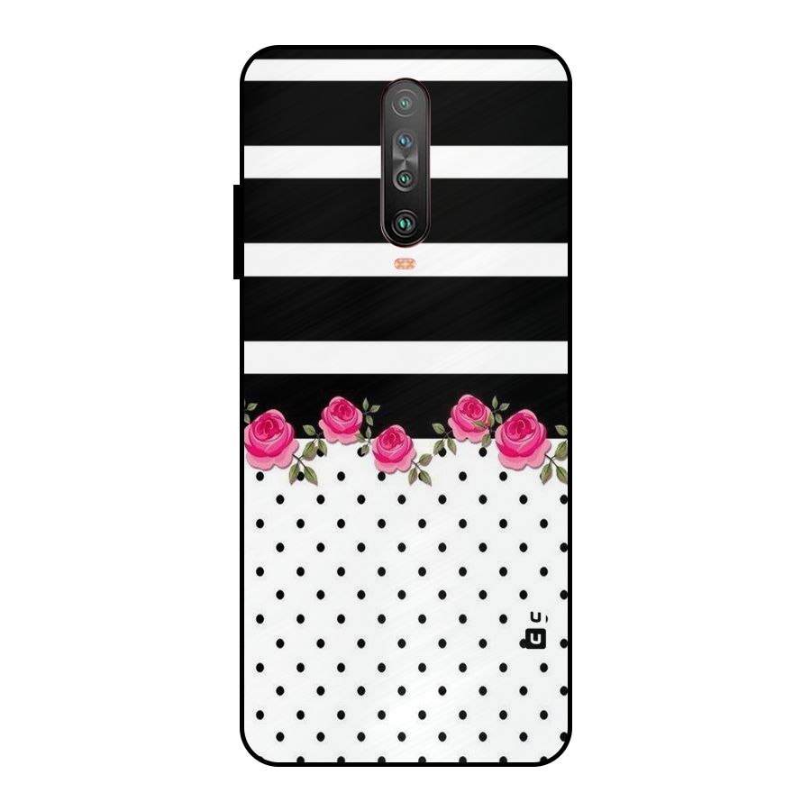 Dots Roses Stripes Metal Back Case for Poco X2