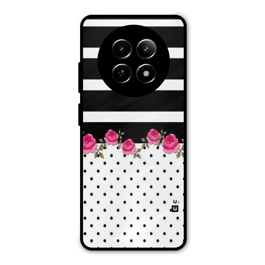 Dots Roses Stripes Metal Back Case for Realme Narzo 70x 5G
