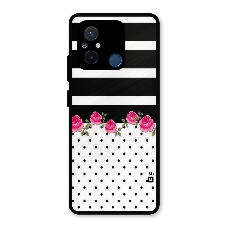 Dots Roses Stripes Metal Back Case for Redmi 12C