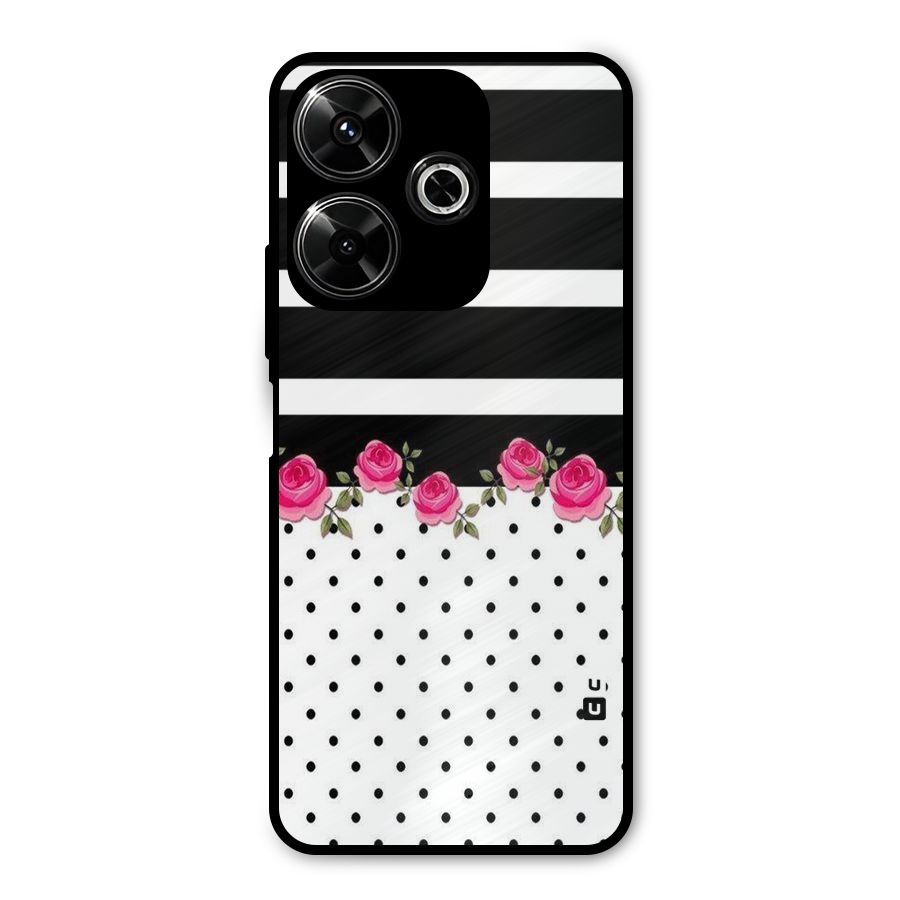 Dots Roses Stripes Metal Back Case for Redmi 13 5G