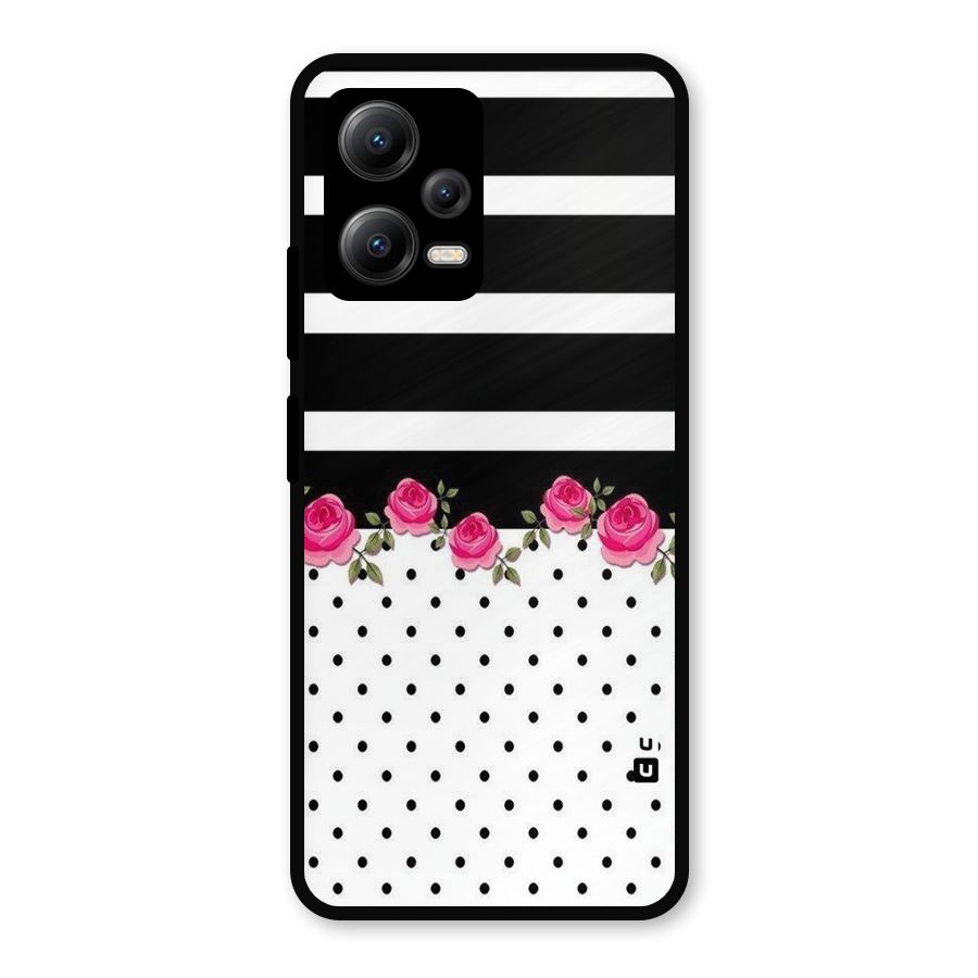 Dots Roses Stripes Metal Back Case for Redmi Note 12 5G