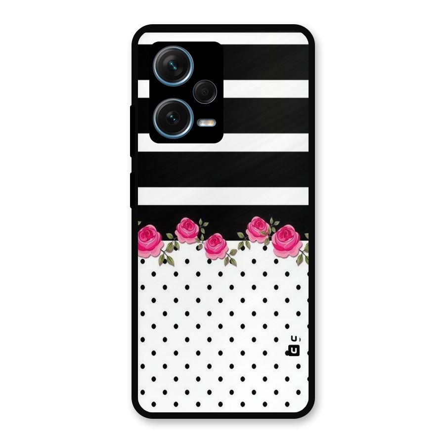Dots Roses Stripes Metal Back Case for Redmi Note 12 Pro Plus 5G