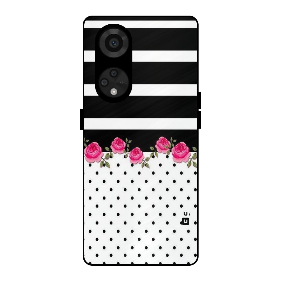 Dots Roses Stripes Metal Back Case for Reno8 T 5G