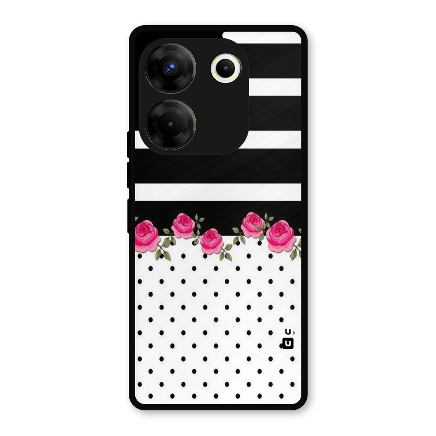 Dots Roses Stripes Metal Back Case for Tecno Camon 20