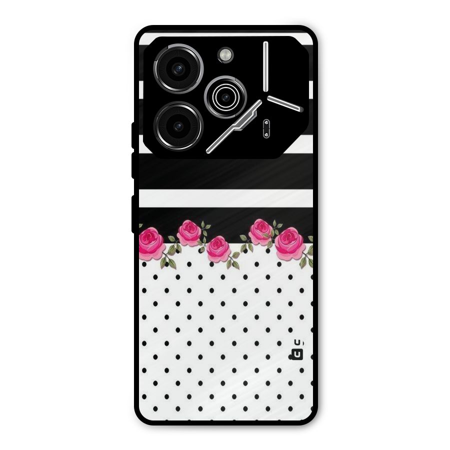 Dots Roses Stripes Metal Back Case for Tecno Pova 6 Pro