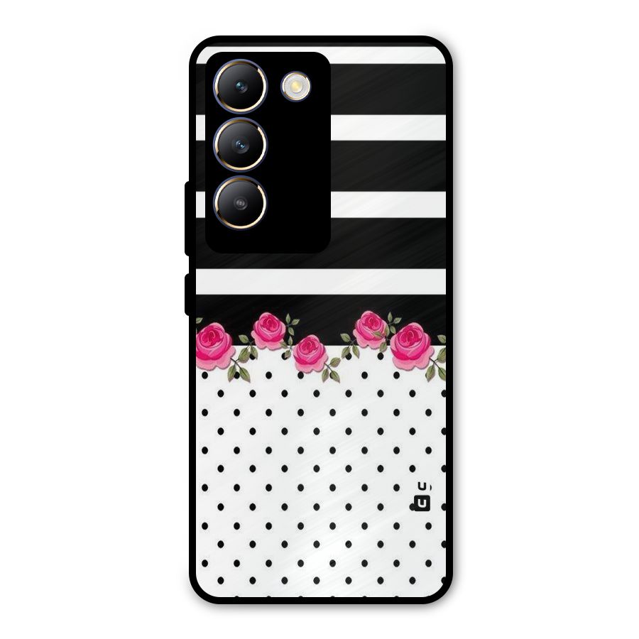 Dots Roses Stripes Metal Back Case for Vivo T3 5G