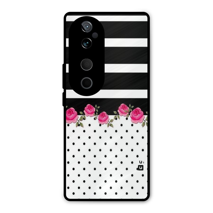 Dots Roses Stripes Metal Back Case for Vivo T3 Ultra
