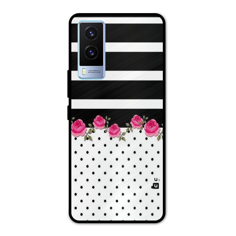 Dots Roses Stripes Metal Back Case for Vivo V21e 5G