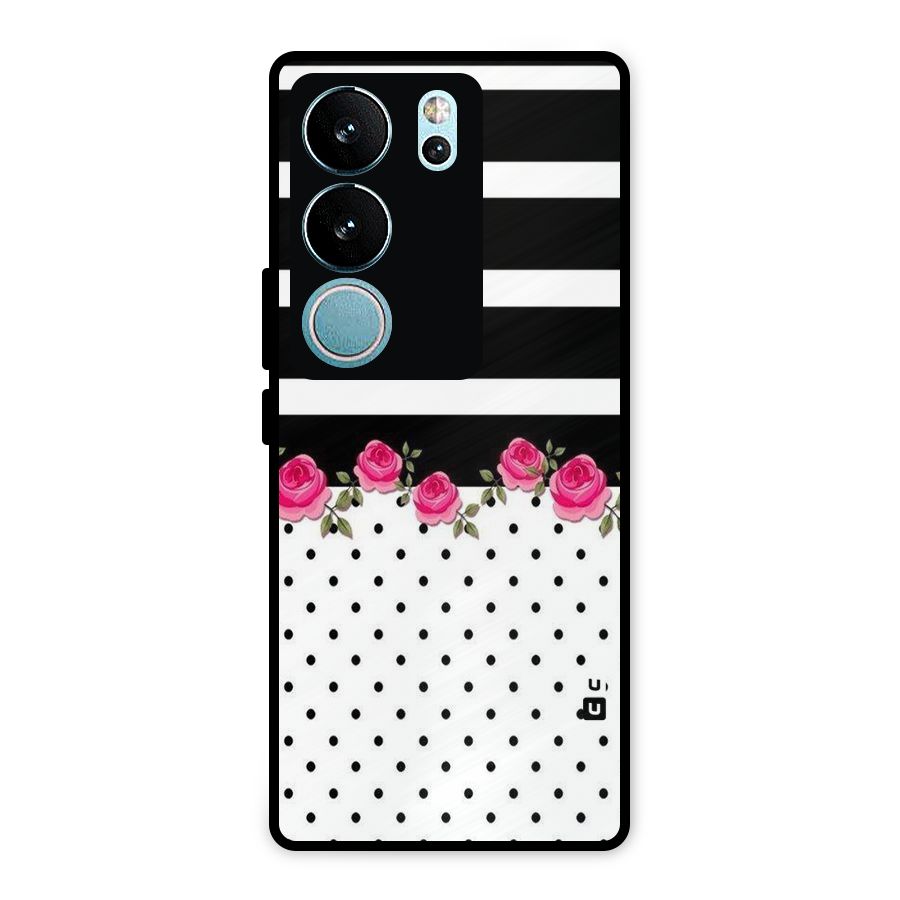 Dots Roses Stripes Metal Back Case for Vivo V29