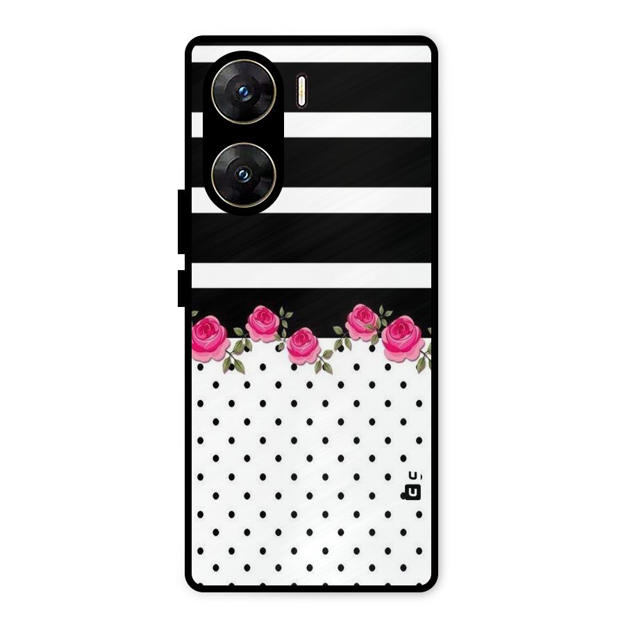 Dots Roses Stripes Metal Back Case for Vivo V29e