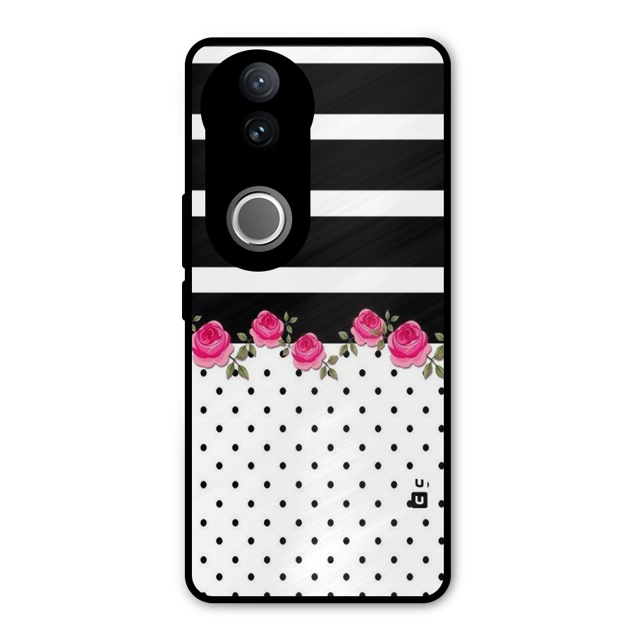 Dots Roses Stripes Metal Back Case for Vivo V50e