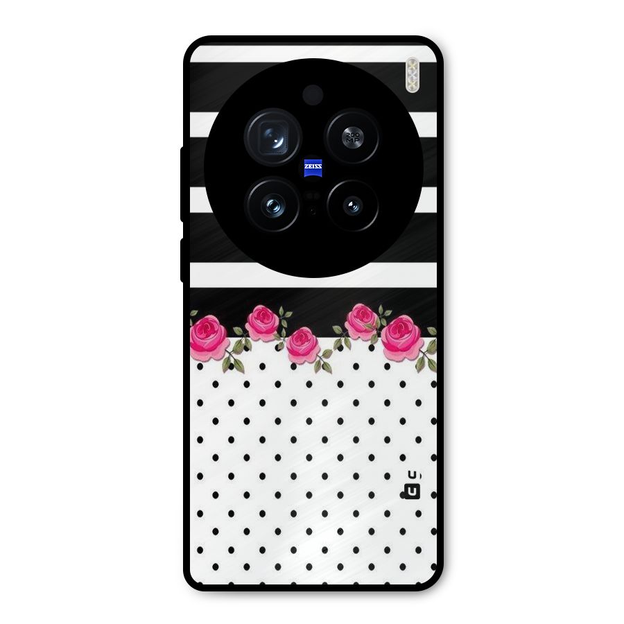 Dots Roses Stripes Metal Back Case for Vivo X200 Pro