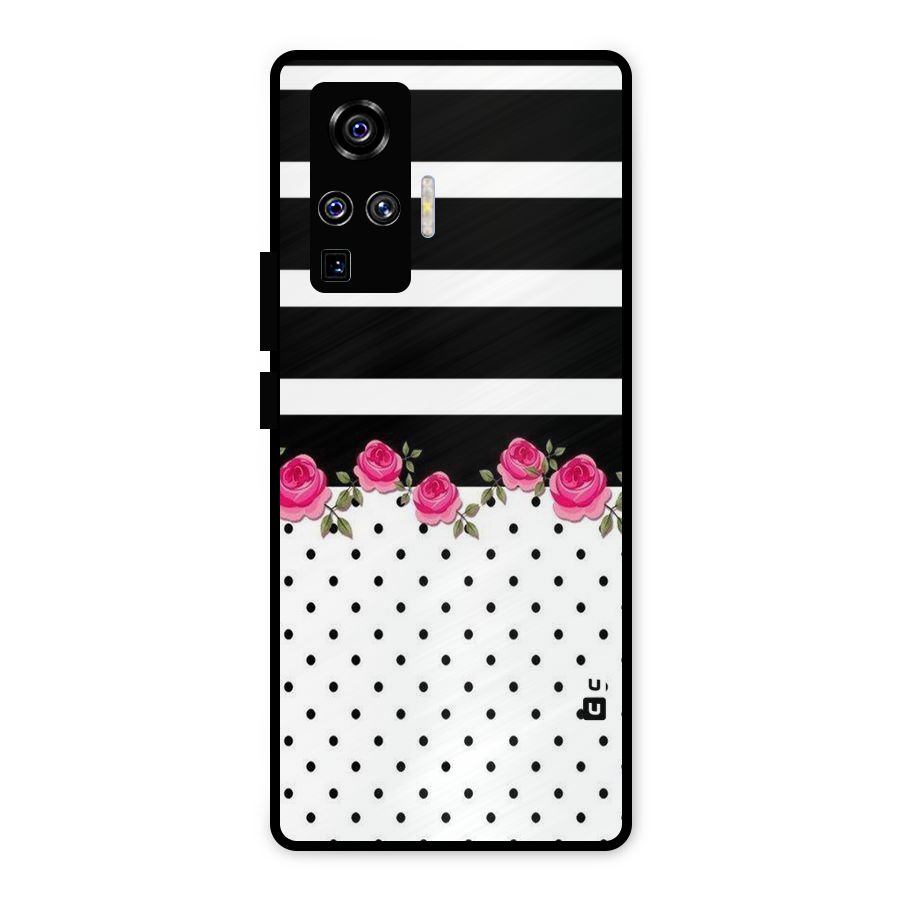 Dots Roses Stripes Metal Back Case for Vivo X50 Pro
