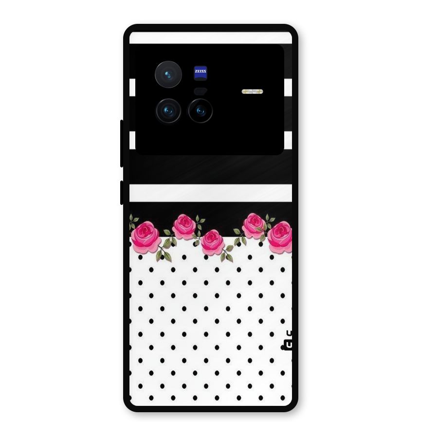 Dots Roses Stripes Metal Back Case for Vivo X80