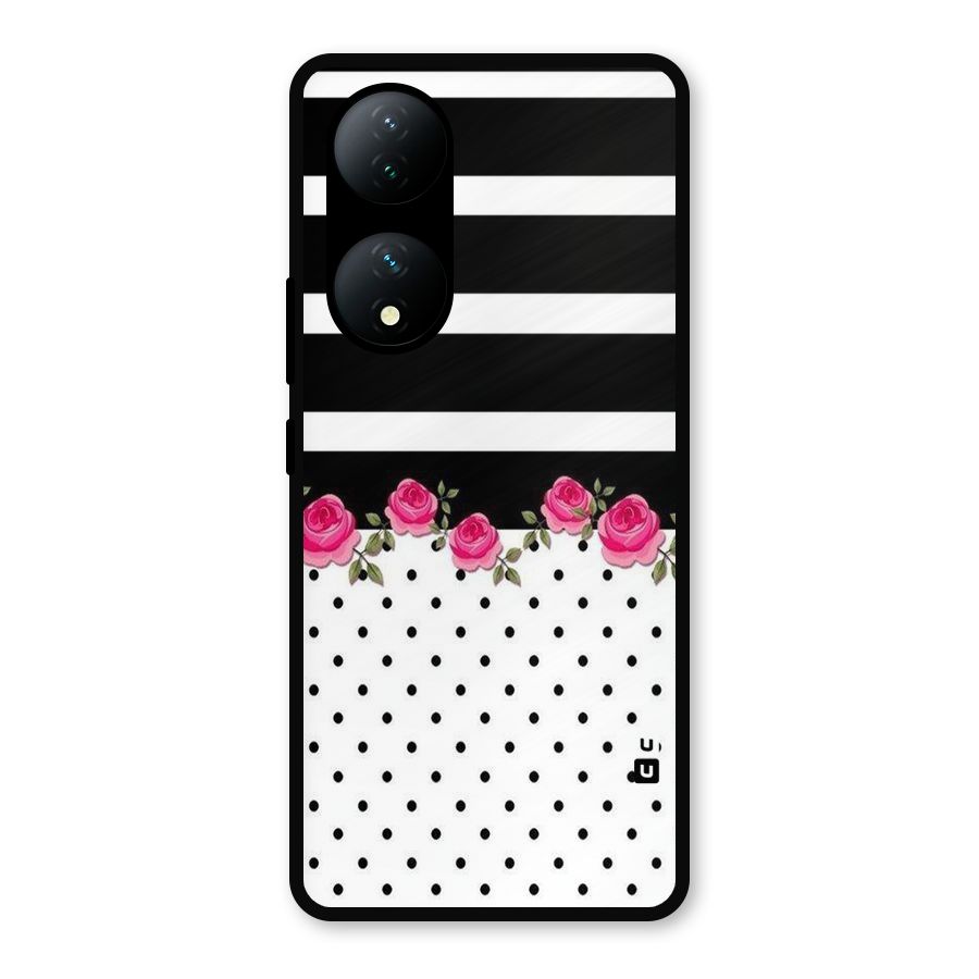 Dots Roses Stripes Metal Back Case for Vivo Y100a