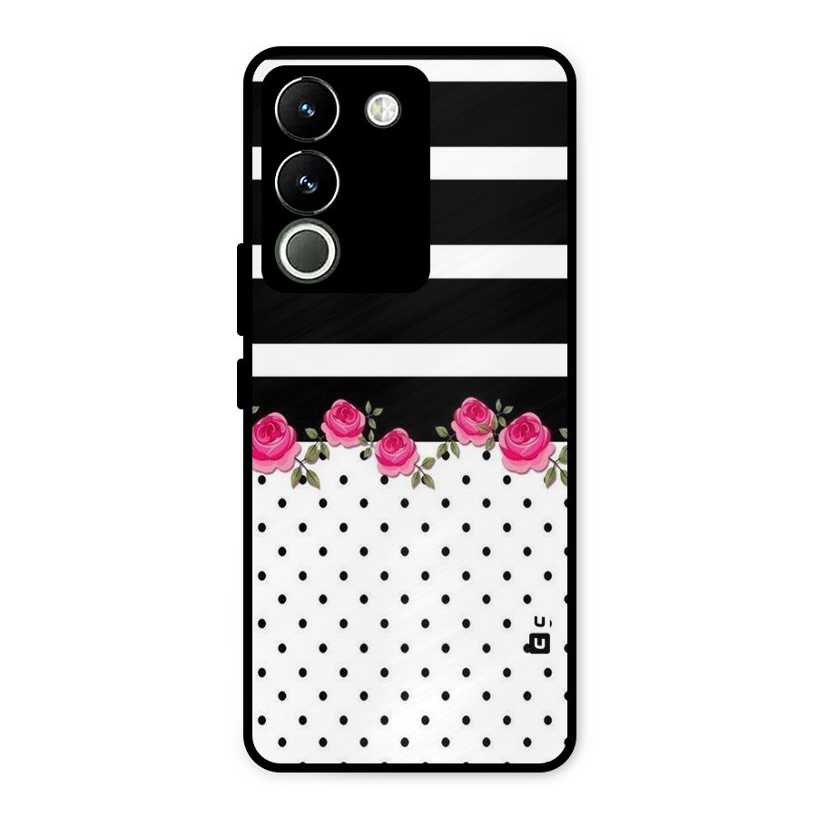 Dots Roses Stripes Metal Back Case for Vivo Y200