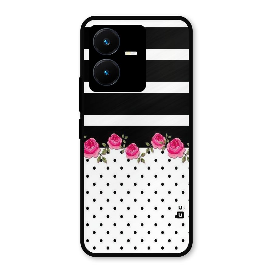 Dots Roses Stripes Metal Back Case for Vivo Y22s