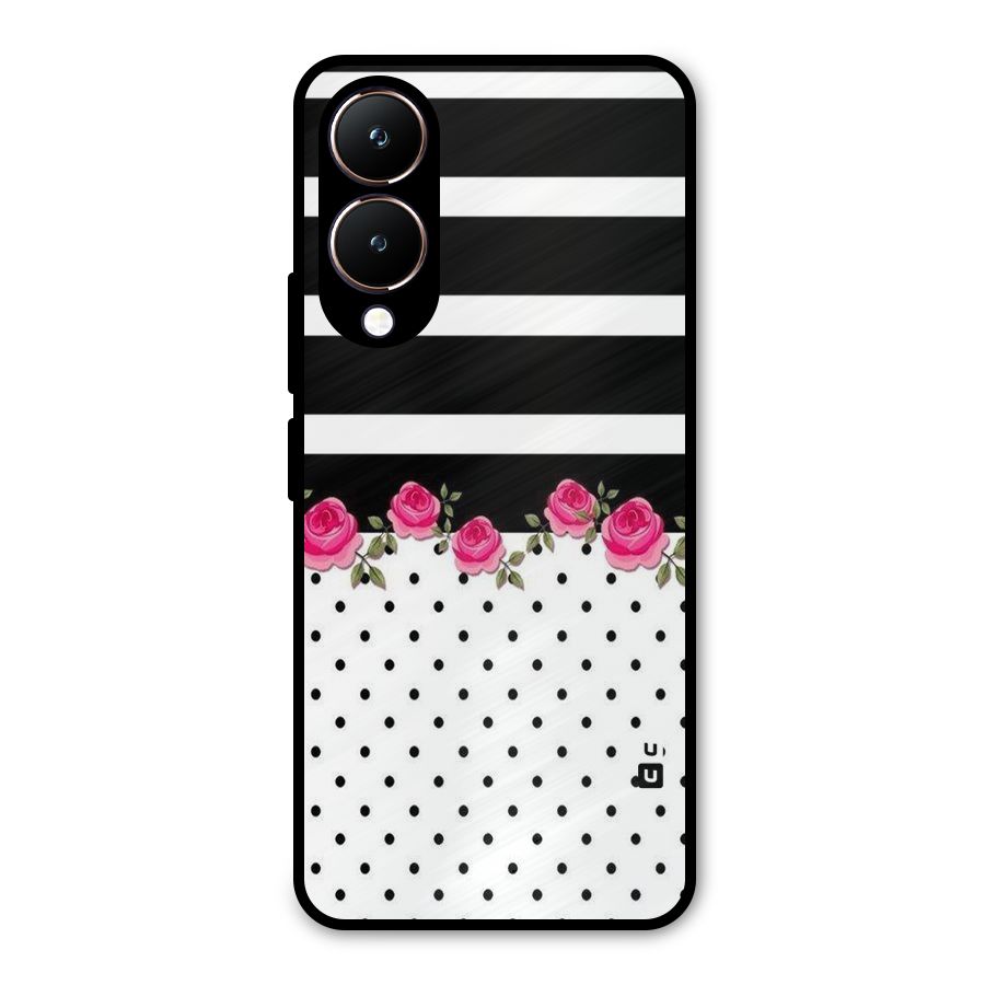 Dots Roses Stripes Metal Back Case for Vivo Y28
