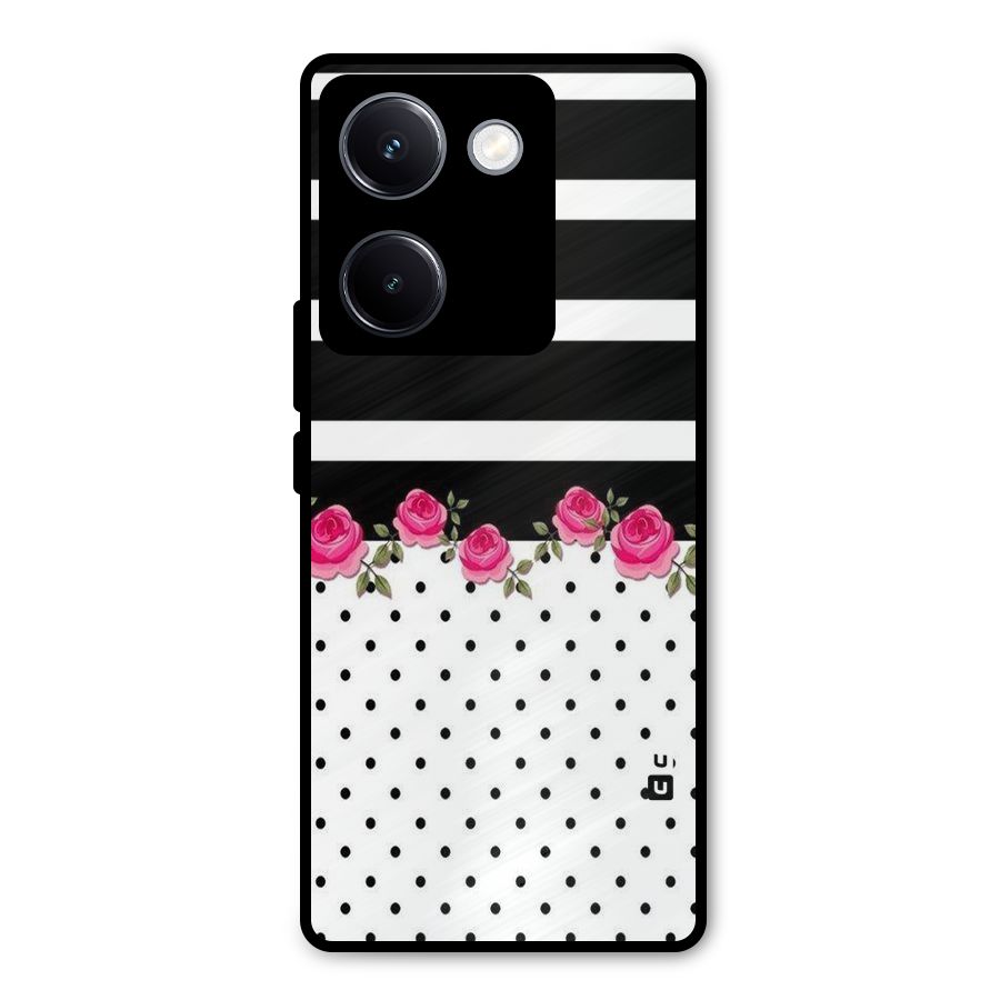 Dots Roses Stripes Metal Back Case for Vivo Y300 Plus