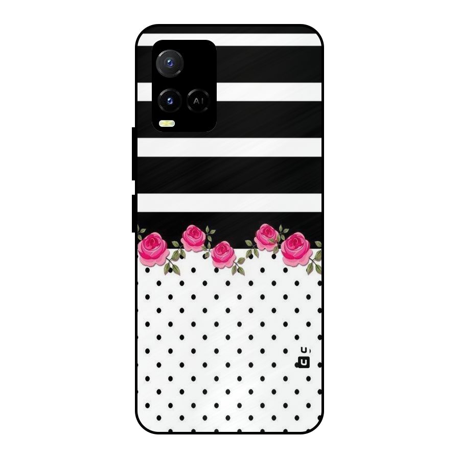 Dots Roses Stripes Metal Back Case for Vivo Y33s