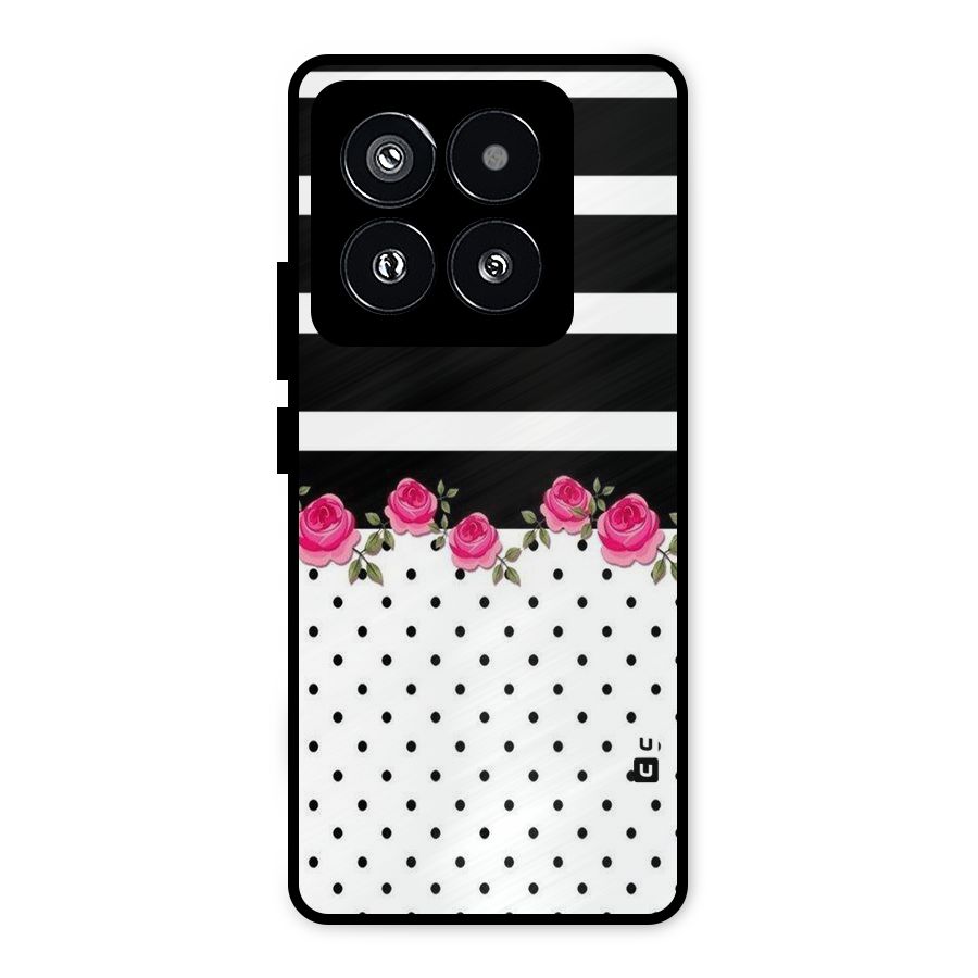 Dots Roses Stripes Metal Back Case for Xiaomi 14 Pro