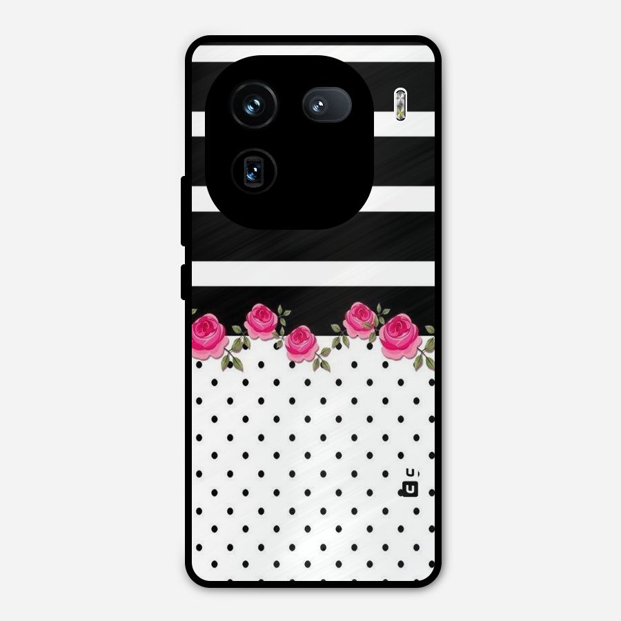Dots Roses Stripes Metal Back Case for iQOO 12