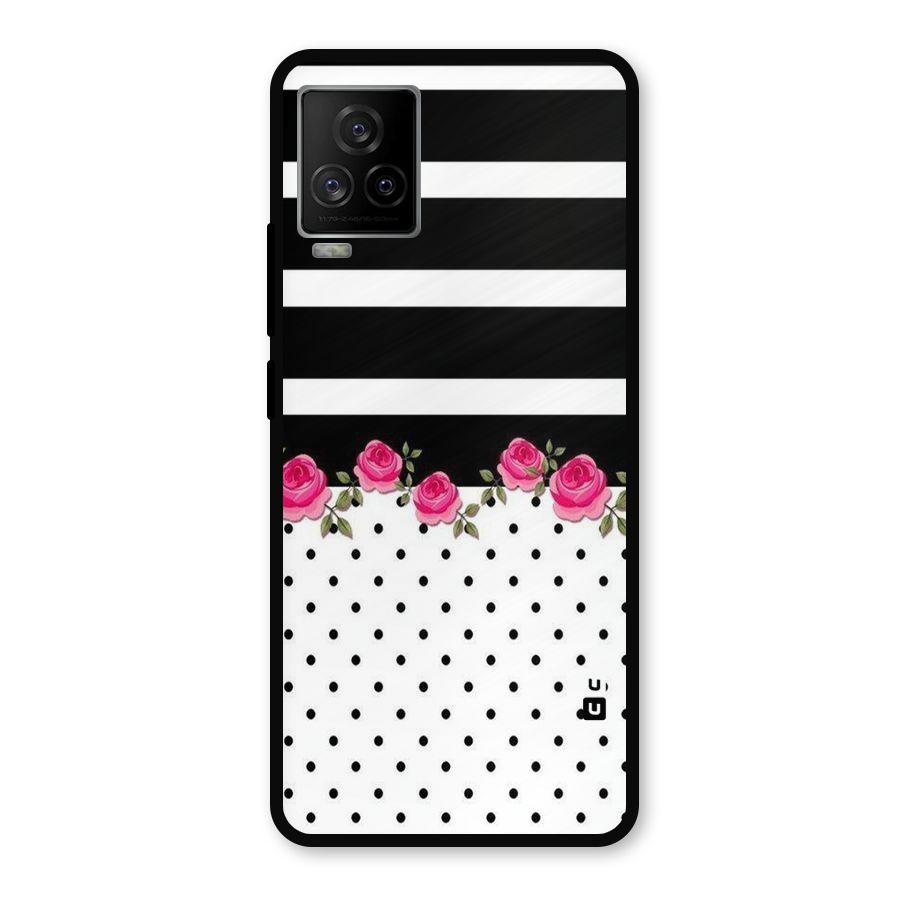 Dots Roses Stripes Metal Back Case for iQOO 7 Legend 5G