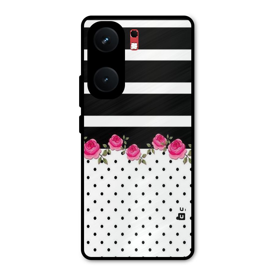 Dots Roses Stripes Metal Back Case for iQOO Neo 9 Pro