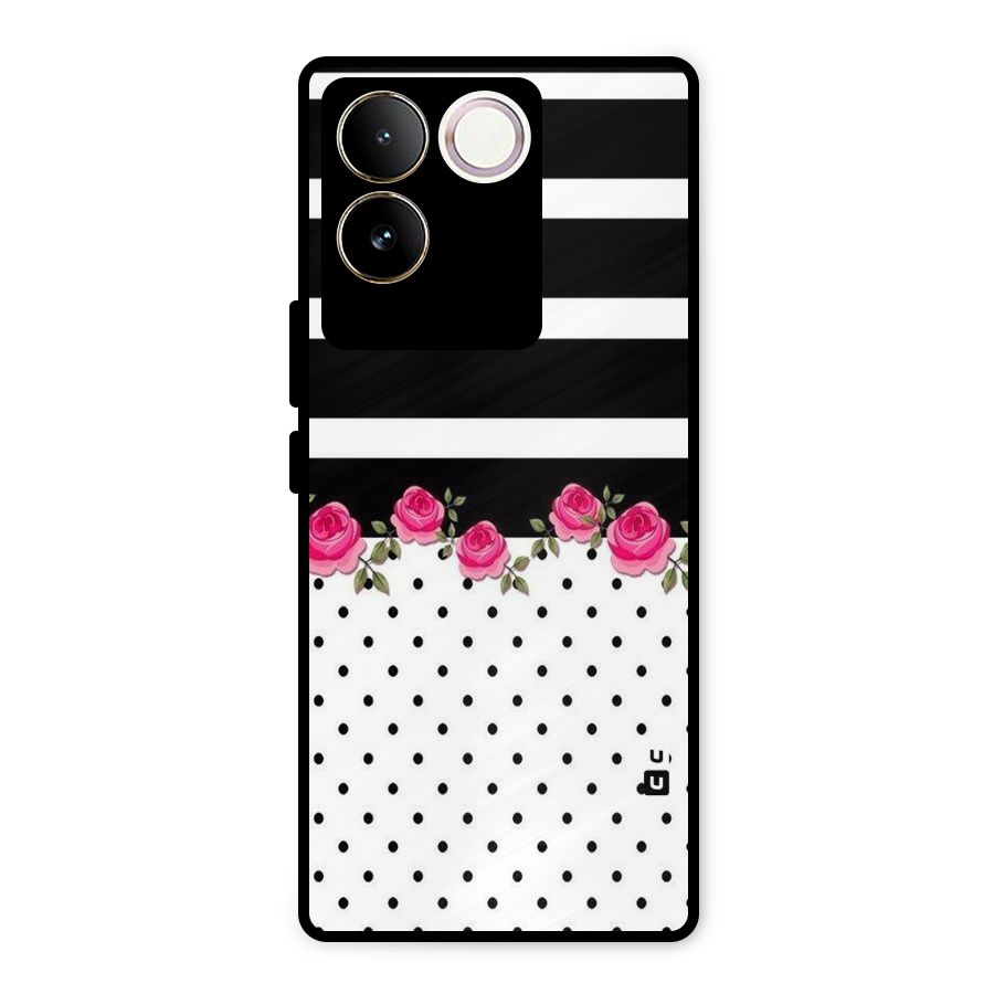 Dots Roses Stripes Metal Back Case for iQOO Z7 Pro