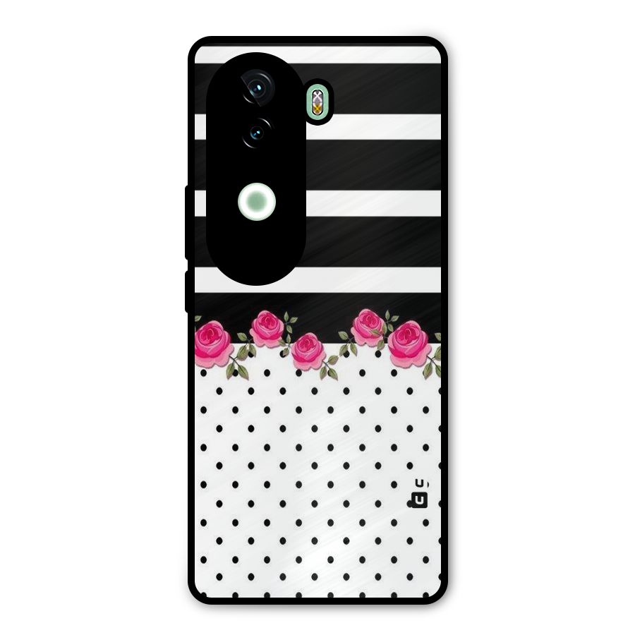 Dots Roses Stripes Metal Back Case for iQOO Z9s