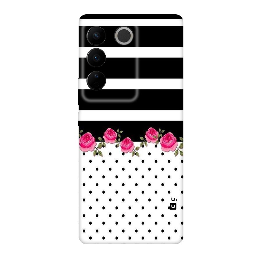 Dots Roses Stripes Original Polycarbonate Back Case for Vivo V27