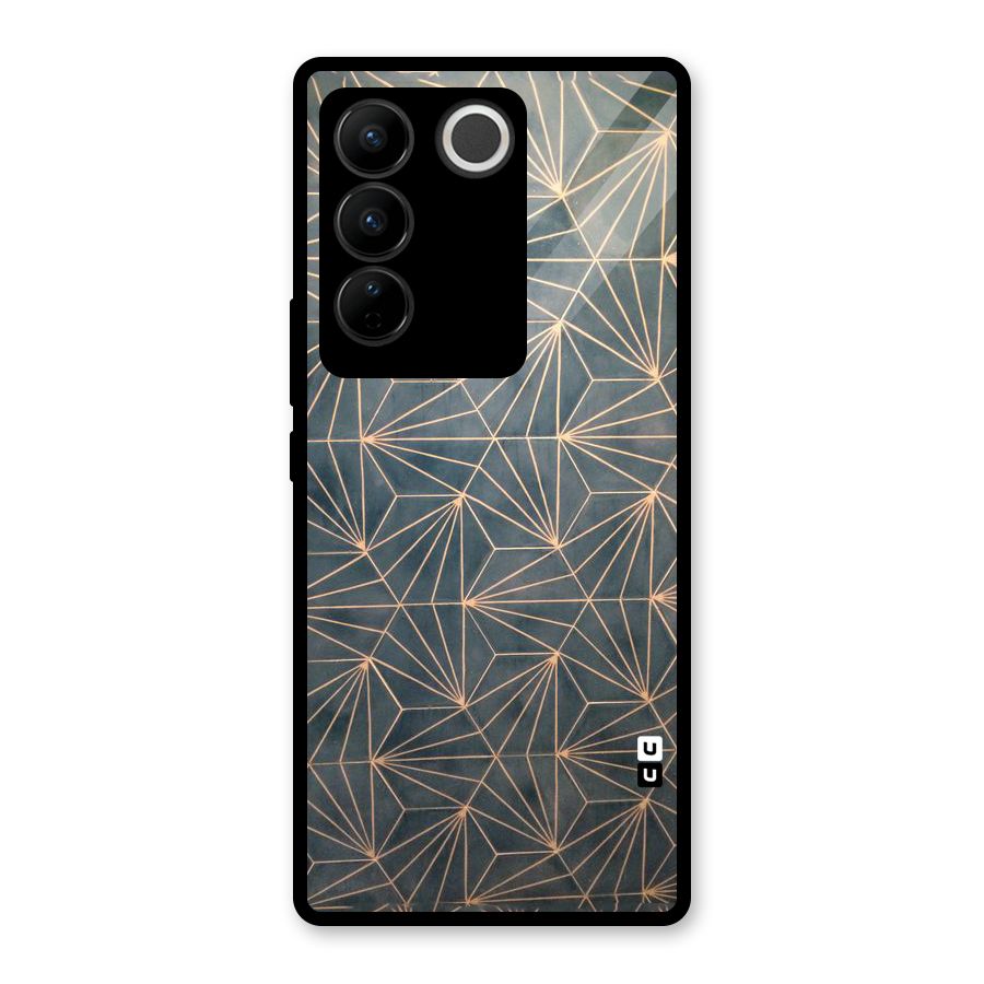 Dotted Lines Pattern Glass Back Case for Vivo V27 Pro