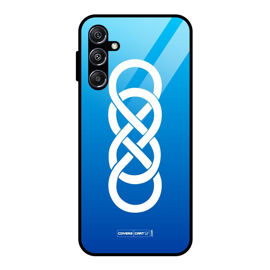 Double Infinity Blue Glass Back Case for Galaxy M34 5G