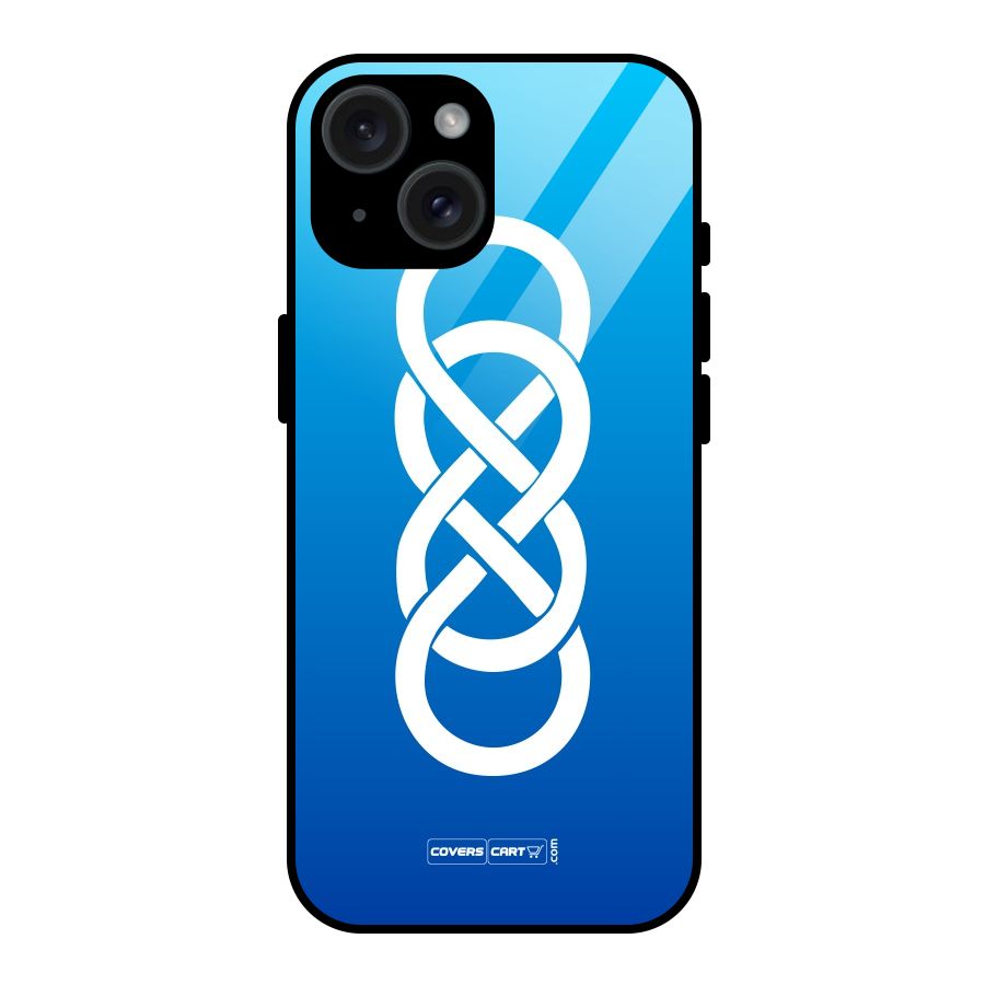 Double Infinity Blue Glass Back Case for iPhone 15