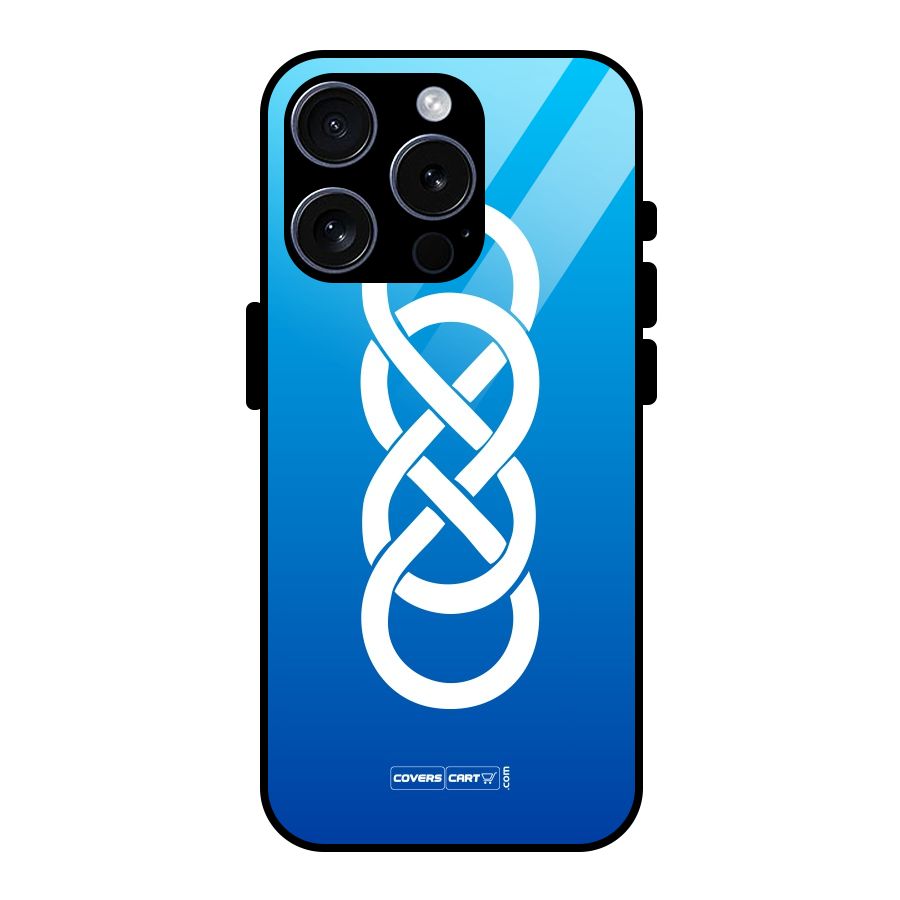Double Infinity Blue Glass Back Case for iPhone 15 Pro