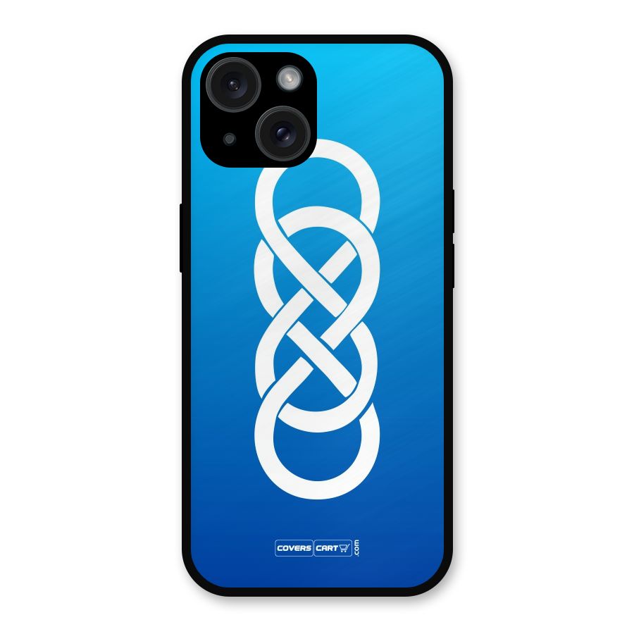 Double Infinity Blue Metal Back Case for iPhone 15