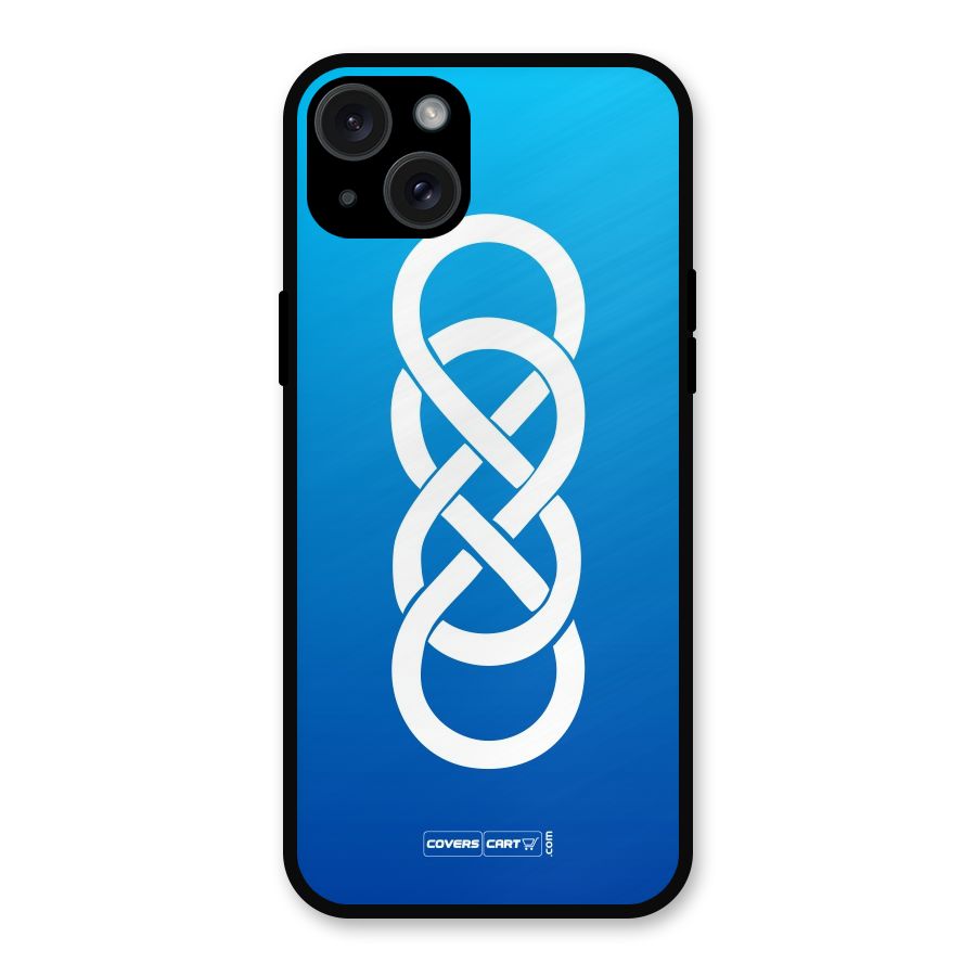 Double Infinity Blue Metal Back Case for iPhone 15 Plus