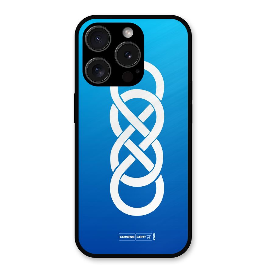 Double Infinity Blue Metal Back Case for iPhone 15 Pro