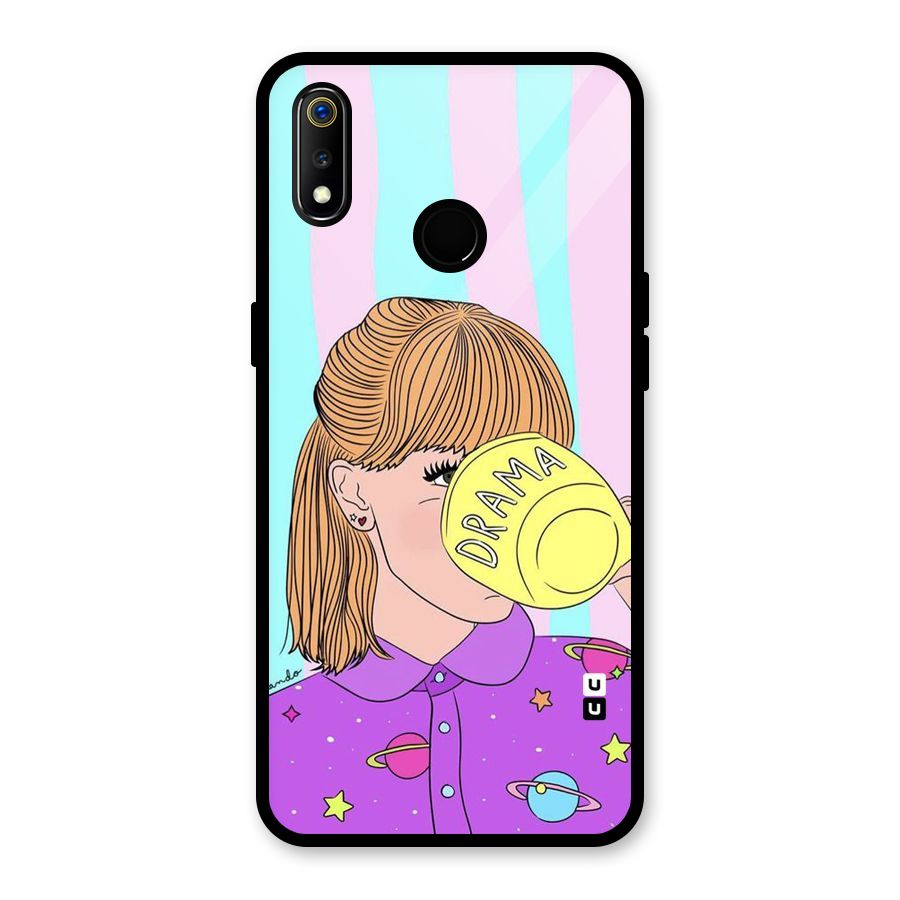 Drama Cup Glass Back Case for Realme 3i